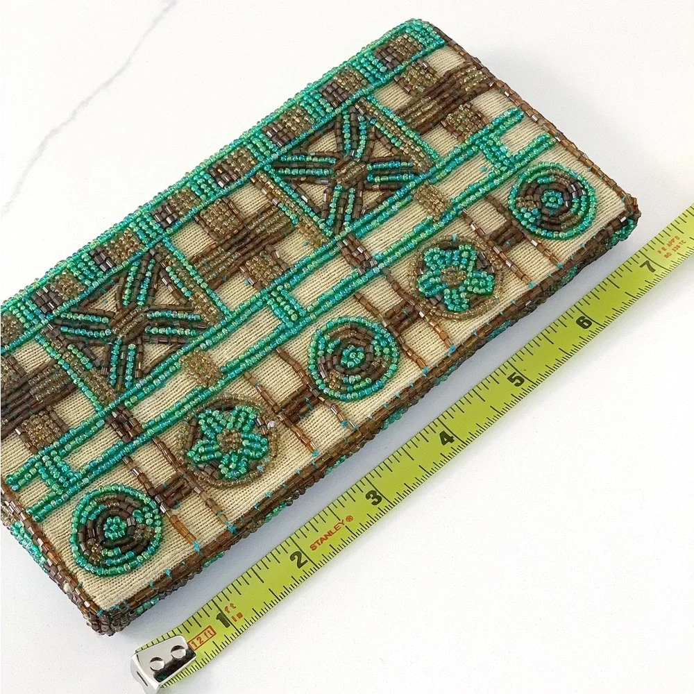 👛 Geometric Pattern Beaded Coin Wallet / Glasses Purse